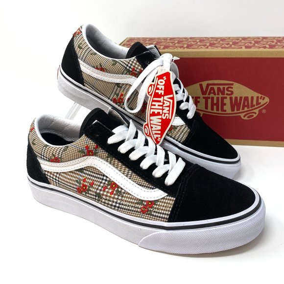 🌸Sale🌸 VANS Old Skool Black Brown Roses Sneakers Women's Size 7.5 VN0A4U3B2NV - Picture 9 of 10
